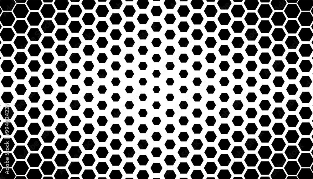 Poster black and white smooth transition of hexagon shape. vector format illustration