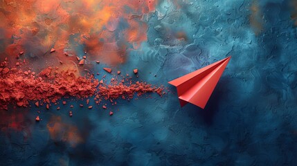 Confusion in choices and decisions Lack of leadership in management ,Red paper plane flying randomly ,3D rendering