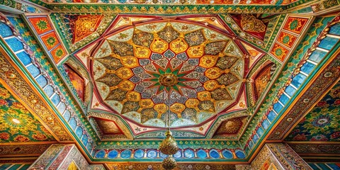 Fototapeta premium Detailed Close-Up of an Intricate Ceiling Texture Showcasing Patterns and Architectural Design Elements