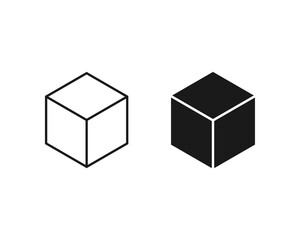 Math cube line and glyph icon, block and geometric, square sign, vector graphics, a linear pattern on a white background, eps 10.
