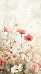 Delicate wildflowers bloom in muted pastel field, creating serene and tranquil atmosphere. soft colors and gentle composition evoke sense of peace and beauty in nature