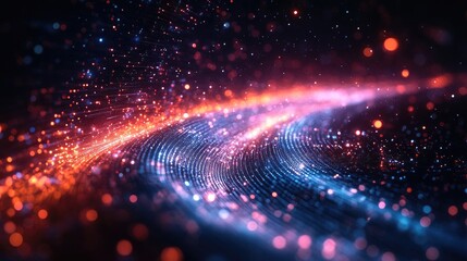 Optical Fiber Cables Transmitting Data Across a Dark Background for Technology Usage