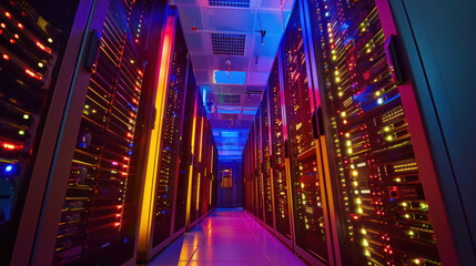 A data center showcasing cutting-edge server hardware designed to handle massive data storage and processing needs.