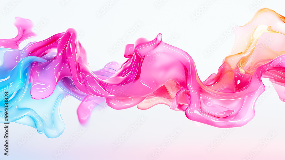 Poster this vibrant design showcases flowing waves of pink and blue, creating a smooth and dynamic texture 