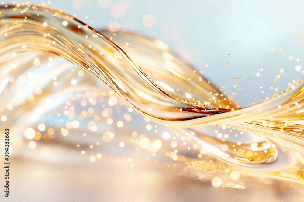 Poster swirling golden waves interspersed with shimmering sparkles create a captivating background perfect 