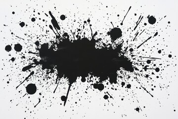 Abstract black ink splatter on white background