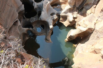 Potholes canyon in Mpumalanga Province South Africa with water pools and waterfalls on mountains and rocks