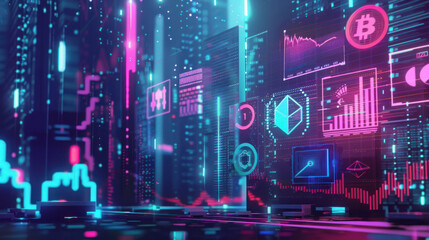 A digital dashboard showing the rise of blockchain-based wealth, with real-time updates on crypto investments, digital art sales, and DeFi platforms.