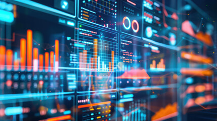 Obraz premium A digital platform displaying Big Data insights, helping businesses make data-driven decisions for growth and efficiency.