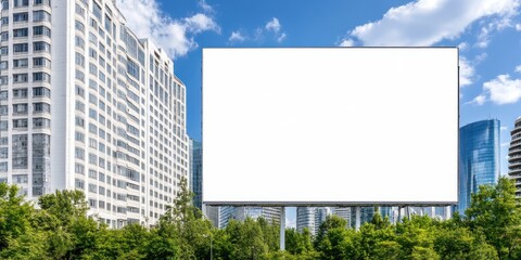 Blank Billboard In Front of Modern Buildings