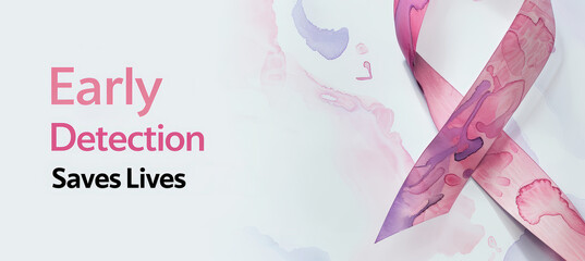 Breast Cancer Awareness Digital Poster with Pink Ribbon and Early Detection Slogan