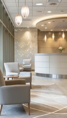Modern Mammography Clinic Entrance Design with Soft Colors and Natural Lighting for Welcoming Patient Environment