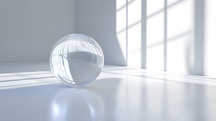Crystal Sphere Suspended in Mid-Air in Studio