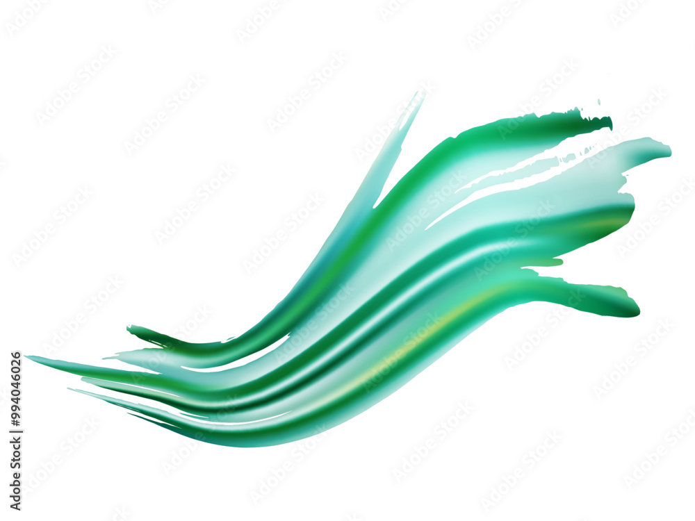 Wall mural Vector Brush Stroke. Abstract Fluid Splash. Sale Banner Brushstroke. Isolated Splash on White Backdrop. Green and Teal Watercolor Textured Background.  Gradient Paintbrush.