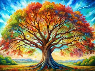 Detailed Tree Drawing with Artistic Texture for Nature and Environmental Illustrations and Designs