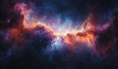 Naklejka premium Mystical Cosmos: A Vibrant Nebula Illuminating The Cosmic Night Sky