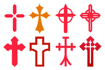 Obraz premium Set hand drawn cross. Vector cross. The cross is made with a brush.