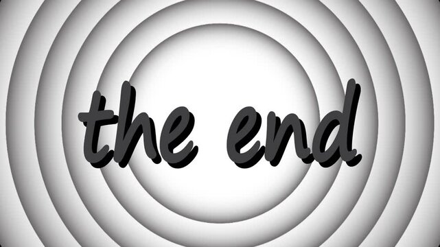 Cartoon style animation isolated by the alpha channel usable for the end of videos. Black and white circles zooming in with bounce back effect. vintage style.