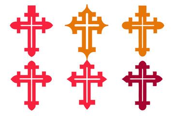 Religion cross icon. line and glyph version, outline, and filled vector sign. Holy cross linear and full pictogram. Symbol, logo illustration. Different style icons set