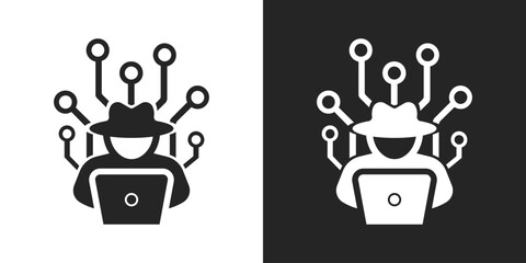Hacker dark web sign black and white icon vector design