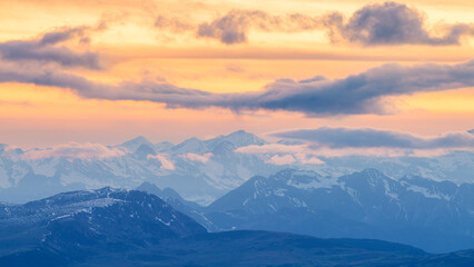 Italian Alps peaks glowing at sunset