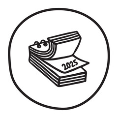 Doodle calendar schedule icon or logo, hand drawn with thin black line. PNG isolated on transparent background and vector illustration