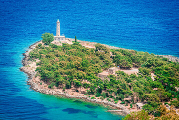 Cranae or Kranai (also Marathonisi -means "fennel island") is an island off the coast of Gytheio connected to the land by a causeway built in 1898. In East Mani, Peloponnese, Greece