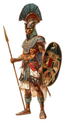 PNG  Ancient warrior with spear shield