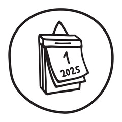 Doodle calendar schedule icon or logo, hand drawn with thin black line. PNG isolated on transparent background and vector illustration