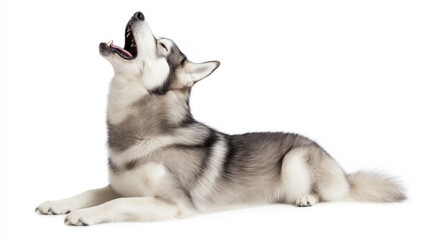 Obraz premium Siberian Husky howling, A Siberian Husky howling with its head raised