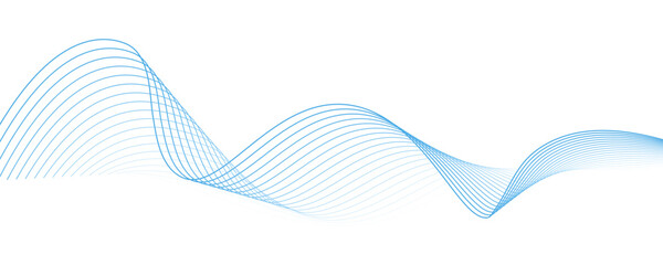 Vector abstract wave blue lines flowing dynamic on transparent background for concept of AI, technology, science, music, digital, communication. 