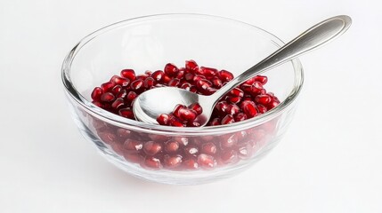Pomegranate Seeds in a Glass Bowl