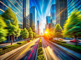 Obraz premium Dynamic Motion Blur in a Business Environment Representing Speed, Efficiency, and Innovation Concept