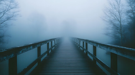 Misty Pathway, foggy bridge