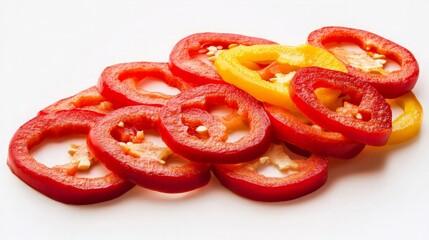 Freshly Sliced Red and Yellow Bell Peppers