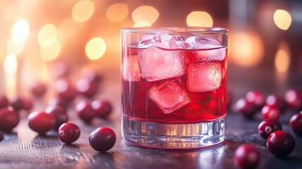 Cranberry Cocktail with Ice Cubes