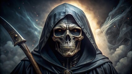 Eerie Grim Reaper Imagery Symbolizing Death, Darkness, and the Passage of Time in Various Settings