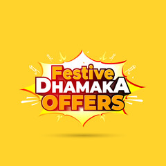 Festive dhamaka offers, sale, shopping, concept theme, logo for Diwali navratri festival.