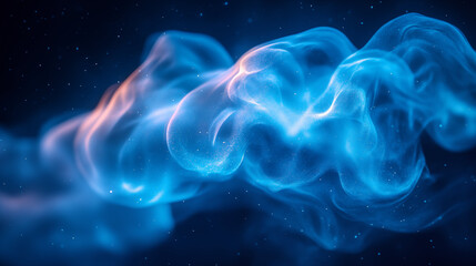 Obraz premium Ethereal blue smoke swirling against starry night sky. Concept of mystery and cosmic energy