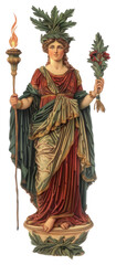 Naklejka premium PNG Goddess holding torch and laurel