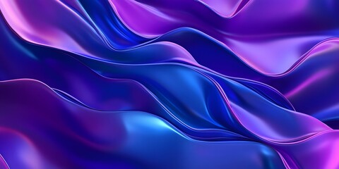 Obraz premium Abstract background with wavy lines, a purple and blue gradient, a metallic sheen