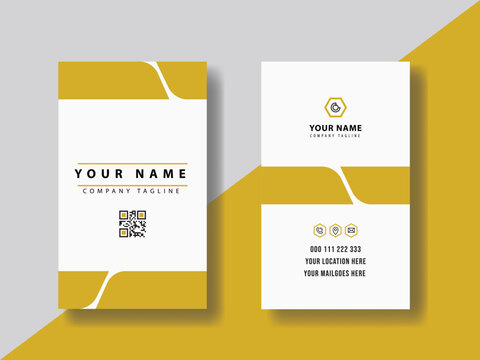 Vertical yellow modern creative professional business card template design corporate identity design.