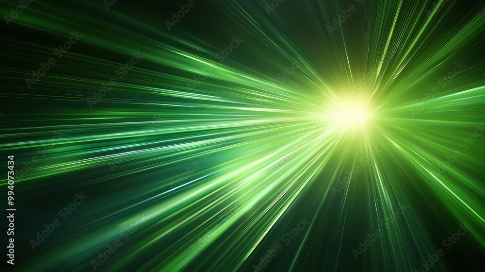 Poster vibrant green rays of light radiate dynamically, creating a stunning visual effect that captures the