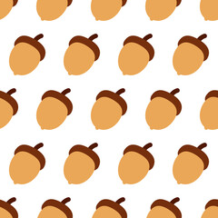 Seamless pattern of autumn acorns