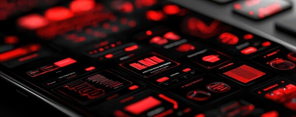 Black Friday app with Limited Time Bargains alerts, bold red and black theme, dynamic icons, urgency in online shopping, retail discounts