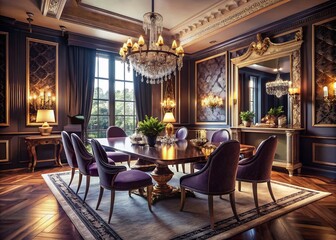 Elegant and Opulent Luxury Dining Room Interior Design with Stylish Furniture and Decor Elements