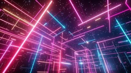 Obraz premium Futuristic Neon Laser Grids: Intricate Luminous Designs.