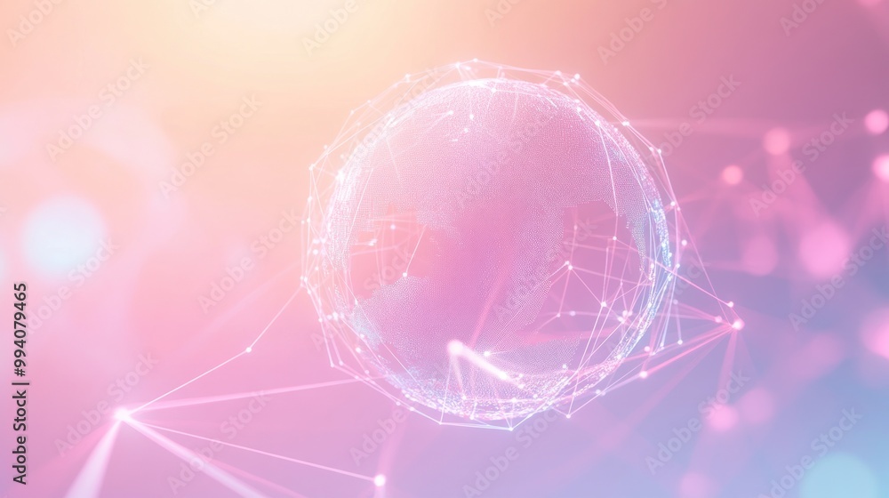 Poster a digital globe surrounded by interconnected lines and nodes, symbolizing global connectivity.