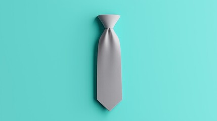 A stylish gray tie hanging against a vibrant teal background, perfect for adding a touch of elegance to any formal outfit.