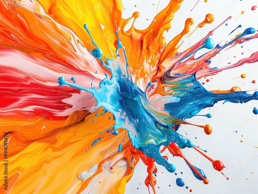 Poster vibrant splash of colorful paint creating a dynamic and energetic visual, perfect for artistic and c